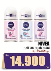 Promo Harga Nivea Deo Roll On Whitening Hijab Fresh, Bright Hijab Soft, Brightening Hijab Cool 50 ml - Hari Hari