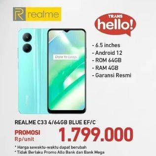 Promo Harga Realme C33 Smartphone 4 + 64 GB  - Carrefour
