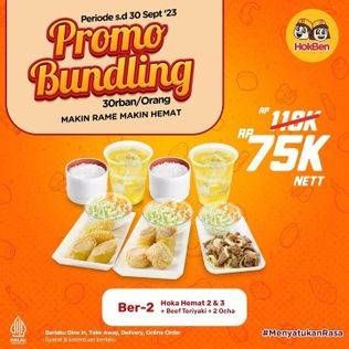 Promo Harga Hokben Hoka Hemat 2 & 3 + Beef Teriyaki + 2 Ocha  - HokBen