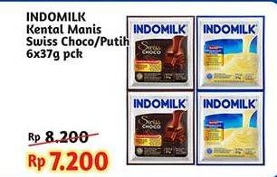 Promo Harga Indomilk Susu Kental Manis Cokelat, Plain per 6 sachet 37 gr - Indomaret