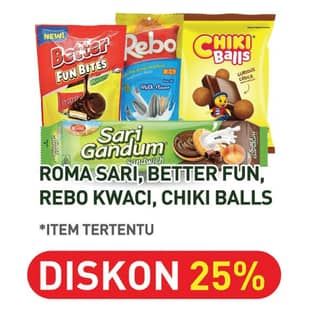 Harga Roma Sari Gandum/Better Fun Bites/Rebo Kuaci/Chiki Balls