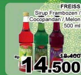 Promo Harga FREISS Syrup Frambozen, Cocopandan, Melon 500 ml - Giant