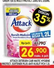 Promo Harga Attack Sensor Matic Detergent Liquid 1200 ml - Superindo