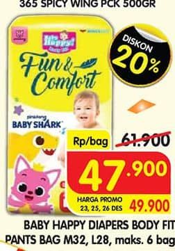 Promo Harga Baby Happy Baby Diapers Pants Fun & Comfort M32, L28 28 pcs - Superindo