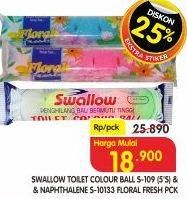 Promo Harga SWALLOW Naphthalene Toilet Colour Ball S-109, Floral Fresh S-10133 5 pcs - Superindo