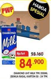 Promo Harga DIAMOND Milk UHT Full Cream per 24 pcs 200 ml - Superindo