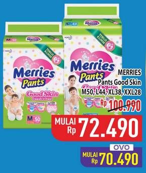 Promo Harga Merries Pants Good Skin XL38, M50, XXL28, L44 28 pcs - Hypermart