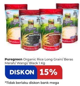Promo Harga Pure Green Organic Rice 1000 gr - Carrefour