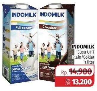 Promo Harga Indomilk Susu UHT Full Cream Plain, Cokelat 1000 ml - Lotte Grosir