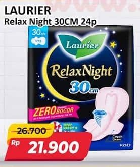 Promo Harga Laurier Relax Night 30cm 24 pcs - Alfamart