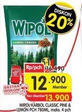 Promo Harga WIPOL Karbol Wangi Cemara, Lemon 780 ml - Superindo
