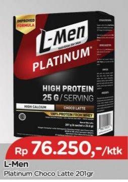 Promo Harga L-MEN Platinum Choco Latte per 6 sachet 33 gr - TIP TOP