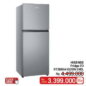 Promo Harga Hisense RT266N4IBN Kulkas (Refrigerator) 2 Pintu Kapasitas 223L IG 240 ltr - LotteMart