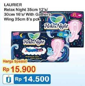 Promo Harga LAURIER Relax Night Gathers 35cm 12s / 30cm 16s / Gathers 35cm 8s  - Indomaret