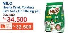 Promo Harga MILO ActivGo 3in1 per 10 sachet 35 gr - Indomaret