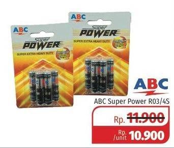 Promo Harga ABC Battery Super Power R-3 4 pcs - Lotte Grosir