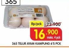 Promo Harga 365 Telur Ayam Kampung 6 pcs - Superindo