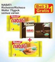 Promo Harga NABATI Wafer Chocolate, Cheese 75 gr - Indomaret