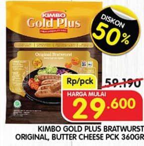 Promo Harga Kimbo Gold Plus Bratwurst Butter Cheese, Original 360 gr - Superindo