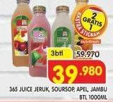 Promo Harga 365 Juice Jeruk, Apel, Jambu, Sirsak per 3 botol 1000 ml - Superindo