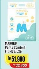 Promo Harga Makuku Comfort Fit Diapers Pants M28, L26 26 pcs - Alfamart