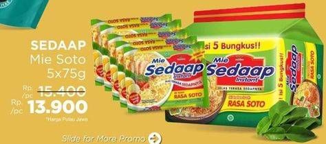 Promo Harga Sedaap Mie Kuah Soto per 5 pcs 75 gr - LotteMart