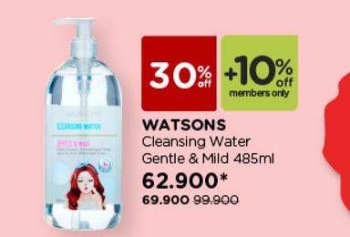 Promo Harga WATSONS Cleansing Water Gentle Mild 485 ml - Watsons