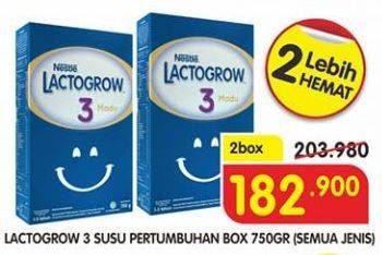 Promo Harga LACTOGROW 3 Susu Pertumbuhan All Variants per 2 box 750 gr - Superindo