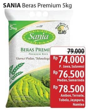 Promo Harga Sania Beras Premium 5000 gr - Alfamidi