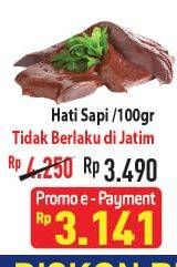 Promo Harga Beef Liver (Hati Sapi) per 100 gr - Hypermart