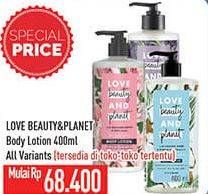 Promo Harga LOVE BEAUTY AND PLANET Body Lotion All Variants 400 ml - Hypermart