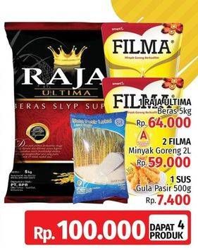 Promo Harga Raja Ultima Beras + 2 Filma Minyak Goreng + SUS Gula Pasir  - LotteMart