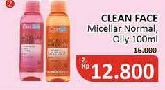Promo Harga PURBASARI Cleanface Micellar Water 3in1 For Normal Skin, For Oily Skin 100 ml - Alfamidi