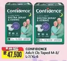 Promo Harga Confidence Adult Classic Night Ekstra Serap & Kering L7, M8, XL6 6 pcs - Alfamart