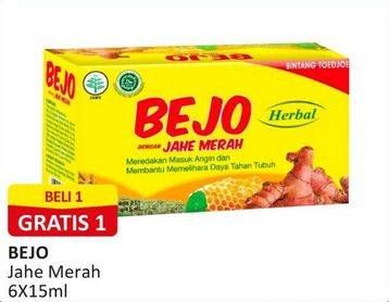 Promo Harga Bintang Toedjoe Bejo Jahe Merah per 6 sachet 15 ml - Alfamart
