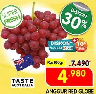 Promo Harga Anggur Red Globe per 100 gr - Superindo