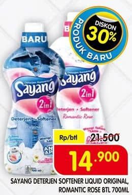 Promo Harga Sayang Liquid Detergent Original Fresh 700 ml - Superindo