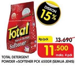 Promo Harga TOTAL Detergent Softener Harum Bunga 650 gr - Superindo