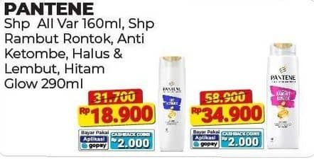 Promo Harga Pantene Shampoo Hair Fall Control, Anti Dandruff, Silky Smooth Care, Black Glow 290 ml - Alfamart