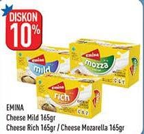 Promo Harga EMINA Cheddar Cheese Mild, Rich, Mozza 165 gr - Hypermart