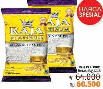 Promo Harga Raja Platinum Beras Slyp Super 5 kg - LotteMart