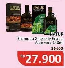 Promo Harga NATUR Shampoo Ginseng Extract Anti Hair Fall, Aloe Vera Extract Hair Nutritive 140 ml - Alfamidi