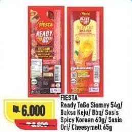 Promo Harga Fiesta Ready To Go Siomay Ayam, Bakso Daging Ayam Keju, Bakso Daging Ayam Barbekiu, Sosis Daging Ayam Dan Sapi Spicy Korean Sauce, Sosis Daging Ayam Dan Sapi Original, Sosis Daging Ayam Dan Cheesy Melts 54 gr - Alfamart