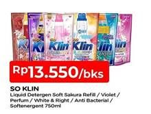 Promo Harga SO KLIN Liquid Detergent + Softergent Soft Sakura, + Anti Bacterial Violet Blossom, Power Clean Action White Bright, + Anti Bacterial Biru, + Anti Bacterial Red Perfume Collection 750 ml - TIP TOP