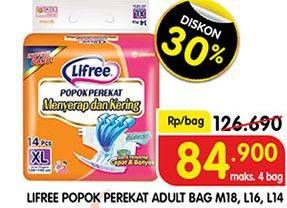 Promo Harga Lifree Popok Perekat Menyerap dan Kering M18, XL14, L16 14 pcs - Superindo