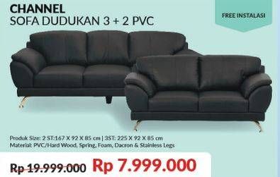 Promo Harga CHANNEL Sofa 2 + 3 Dudukan Berbahan PVC  - COURTS