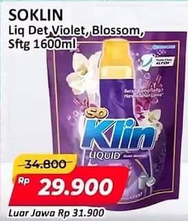 Promo Harga So Klin Liquid Detergent + Anti Bacterial Violet Blossom, + Softergent Pink, + Softergent Soft Sakura 1600 ml - Alfamart