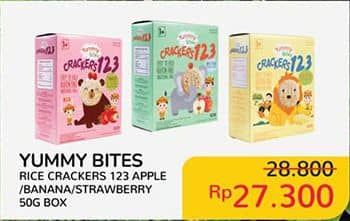 Promo Harga Yummy Bites Rice Cracker 123 Apple, Banana, Strawberry 50 gr - Indomaret