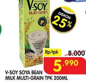 Promo Harga V-SOY Soya Bean Milk Multi Grain 200 ml - Superindo