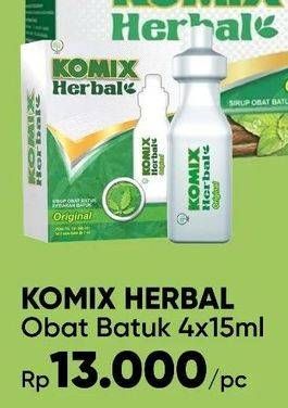 Promo Harga Komix Herbal Obat Batuk per 4 sachet 15 ml - Guardian